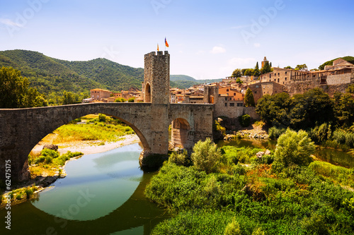 Naklejka zamek miasto most vintage hiszpania