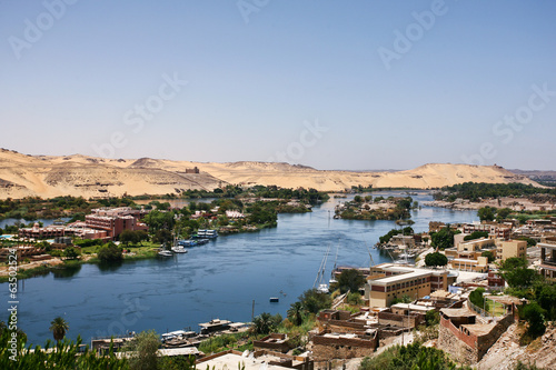 Plakat egipt pejzaż statek