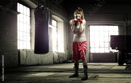 Fototapeta kick-boxing zdrowy ciało bokser dziewczynka