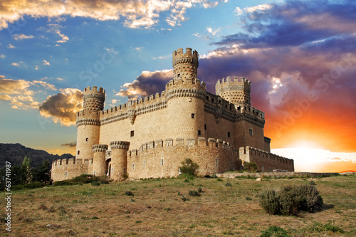 Naklejka zamek madryt hiszpania pałac wieża