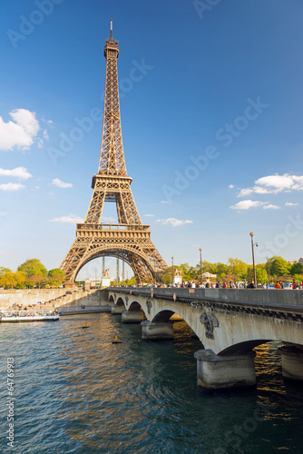 Plakat wieża krajobraz most francja drzewa