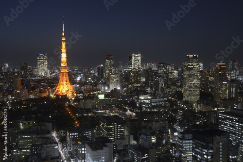 Naklejka śródmieście tokio wierzowiec tokyo tower