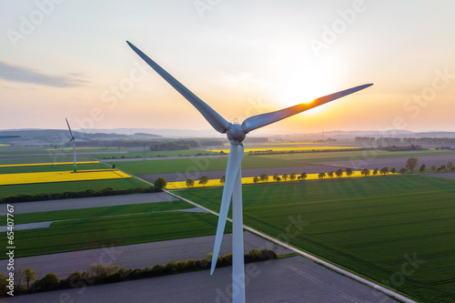 Obraz na płótnie krajobraz wiatrak zdjęcie lotnicze odnawialnych energia wiatru