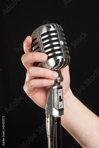 Naklejka karaoke retro vintage mikrofon