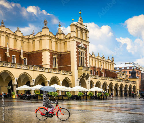 Plakat miasto kościół kraków zamek noc