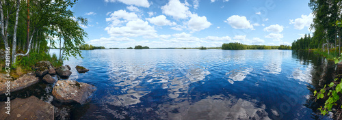 Plakat panorama widok lato natura las