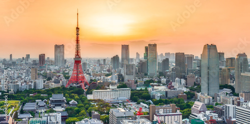 Fototapeta słońce panorama japoński miejski japonia