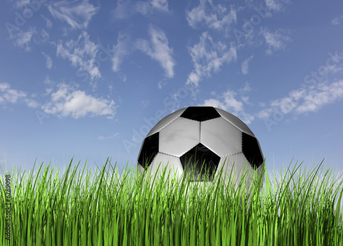Obraz na płótnie niebo piłka piłka nożna trawa