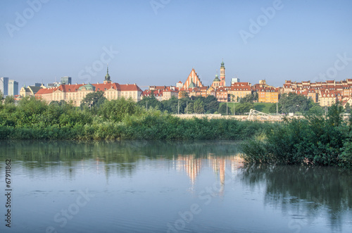 Plakat miasto zamek miejski widok