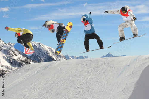 Obraz na płótnie niebo góra sport snowboarder