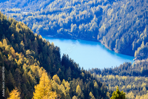 Plakat alpy las góra natura jesień