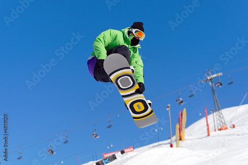 Naklejka góra akt sport snowboarder