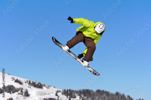 Fotoroleta akt alpy snowboarder zabawa śnieg