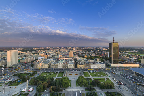 Fotoroleta noc warszawa panorama architektura ulica