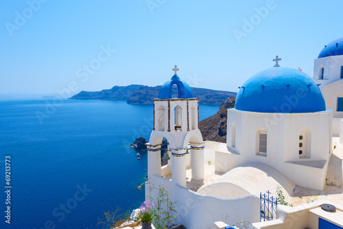 Plakat kościół santorini lato grecja