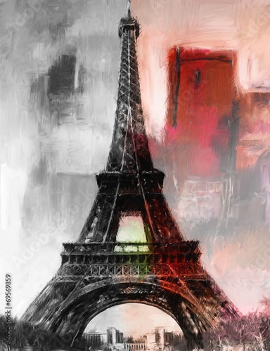 Plakat nowoczesny wieża obraz ilustracja eifla
