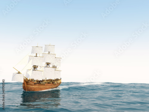Fotoroleta błękitne niebo retro statek