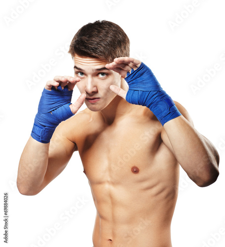 Plakat portret boks mężczyzna kick-boxing bokser