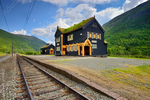 Naklejka norwegia niebo architektura natura krajobraz