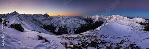 Plakat panorama narty niebo panoramiczny śnieg