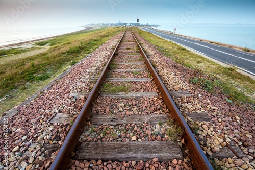 Naklejka transport ścieżka perspektywa zmierzch krajobraz