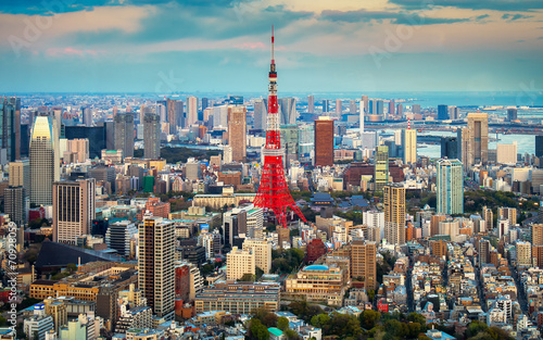 Naklejka ulica panorama tokio noc