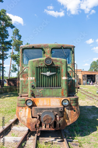 Fotoroleta stary lokomotywa niebo wagon antyczny