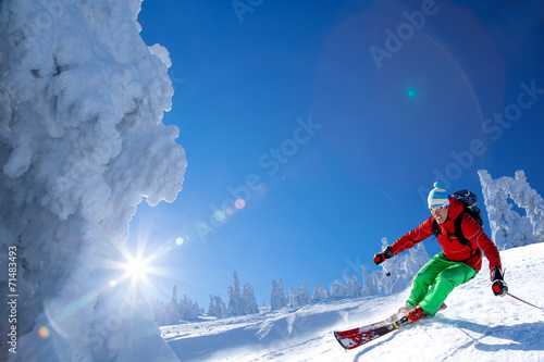 Fotoroleta narty twarz śnieg snowboarder