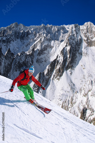 Naklejka niebo snowboarder narciarz