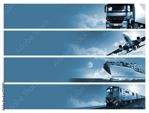 Plakat transport ciężarówka panorama glob