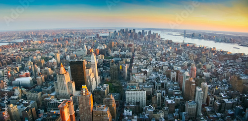 Plakat miejski nowy jork śródmieście brooklyn panoramiczny