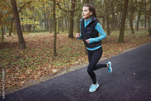 Plakat drzewa jesień jogging park