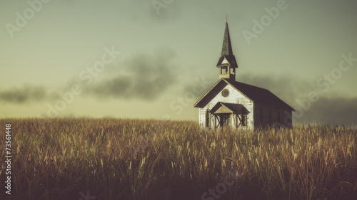 Obraz na płótnie rolnictwo kościół niebo natura stary