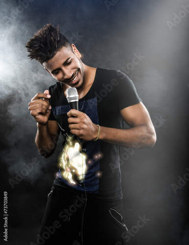Plakat karaoke śpiew mikrofon