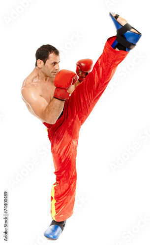 Plakat mężczyzna sztuki walki ćwiczenie przystojny