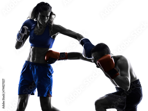 Obraz na płótnie mężczyzna para boks kick-boxing portret