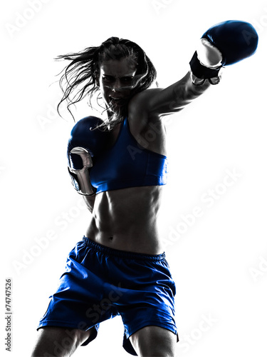 Naklejka kobieta kick-boxing bokser portret ludzie