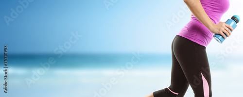 Obraz na płótnie plaża morze fitness ludzie