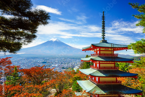 Naklejka fuji wiśnia japoński niebo tokio