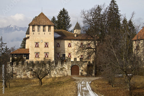 Plakat zamek góra włochy trento 