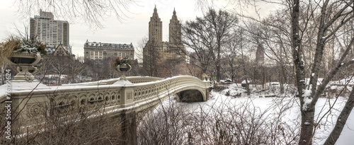 Plakat manhatan śnieg central park nowy jork