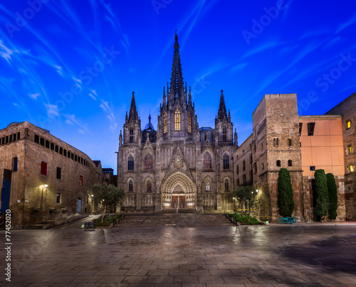 Plakat miasto hiszpania architektura stary barcelona