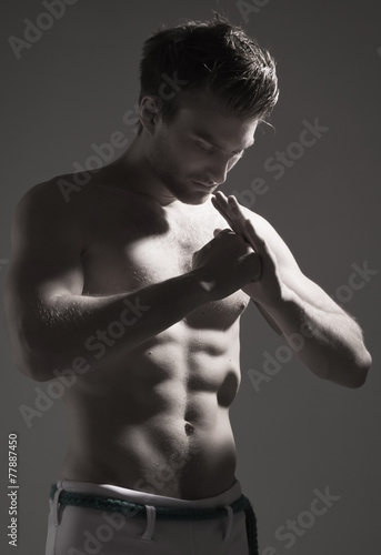 Naklejka mężczyzna siłownia bokser portret sport
