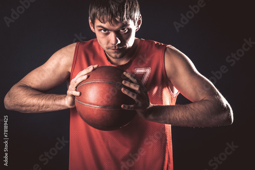 Plakat koszykówka mężczyzna piłka