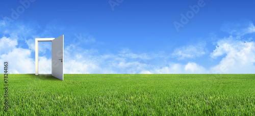 Naklejka niebo piękny natura trawa pole