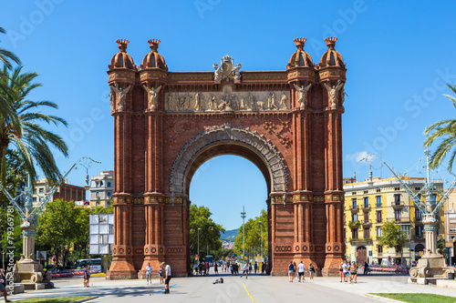 Fototapeta lato kolumna hiszpania ludzie barcelona