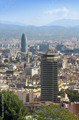 Plakat barcelona góra europa szczyt wieża