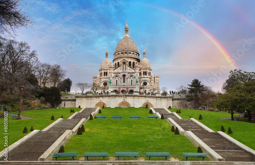 Fotoroleta montmartre bazylika tęcza