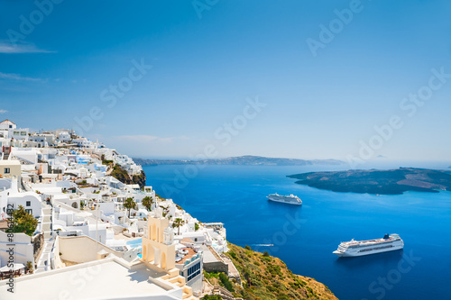 Fotoroleta grecja santorini statek widok