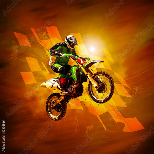 Plakat offroad motocross niebo rower adrenalina